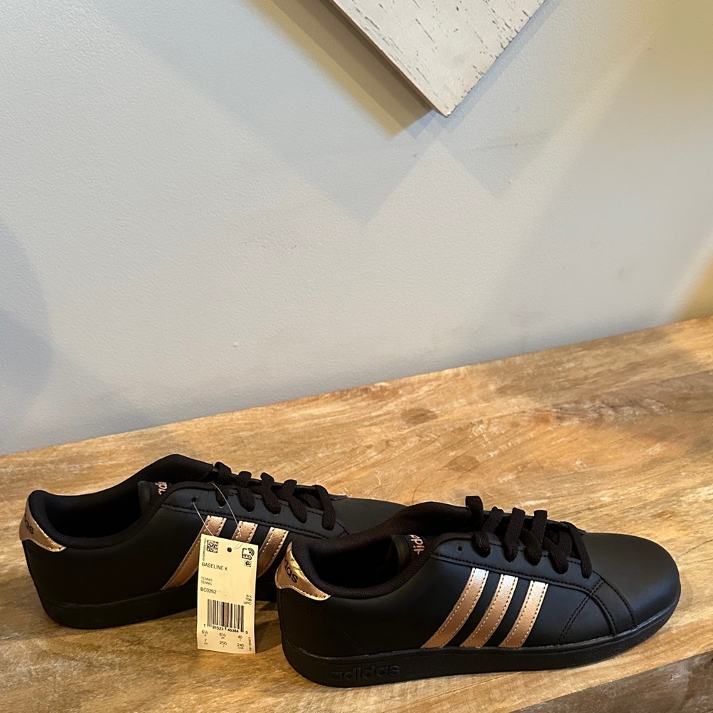 Adidas Black and Gold Sneakers Classic Design